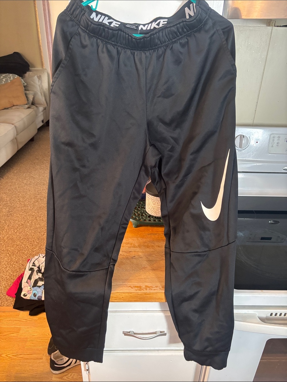 Nike Black Joggers with White Swoosh Medium